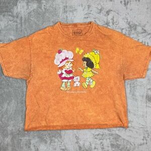 Strawberry Shortcake Women’s Cropped T-Shirt Short Sleeves Orange Size XL